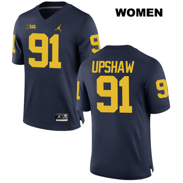 Women's NCAA Michigan Wolverines Taylor Upshaw #91 Navy Jordan Brand Authentic Stitched Football College Jersey XD25Y14BN